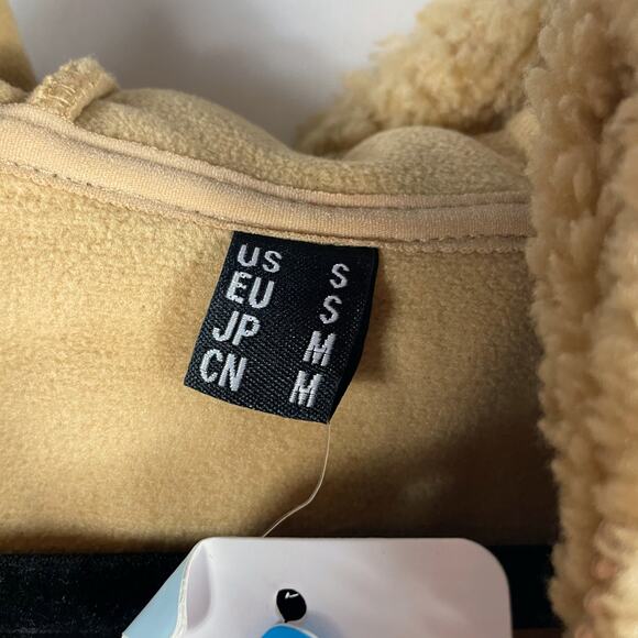 MagcoMsen Fleece Jacket Full Zip Tan Hooded Sherpa Fuzzy Sz S Women's - Picture 10 of 14